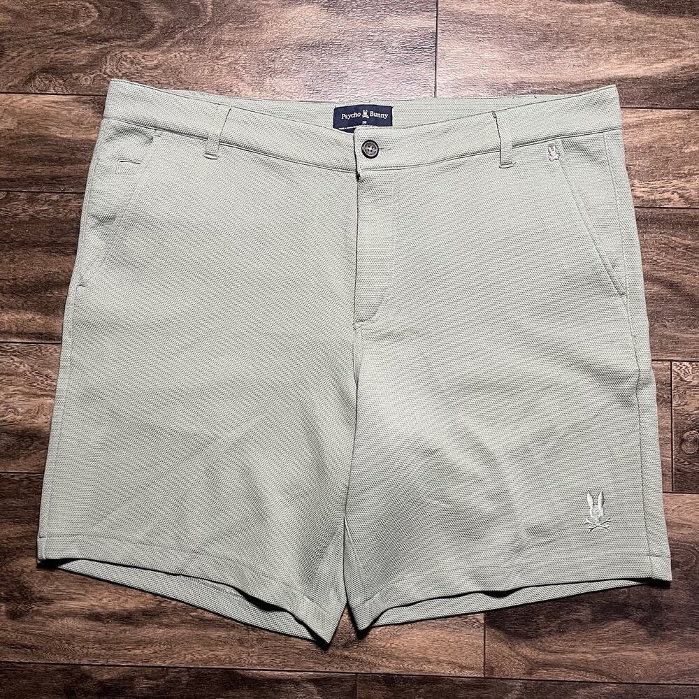 Psycho Bunny Shiro Knit Honeycomb Golf Shorts Mens 38 Green Lightweight 9" EUC